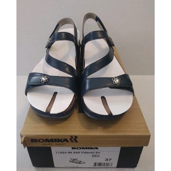 Romika Blue (Jeans)Leather Adjustable Slingback Sandals Fidschi US 6-6.5/EU 37 - Picture 5 of 13